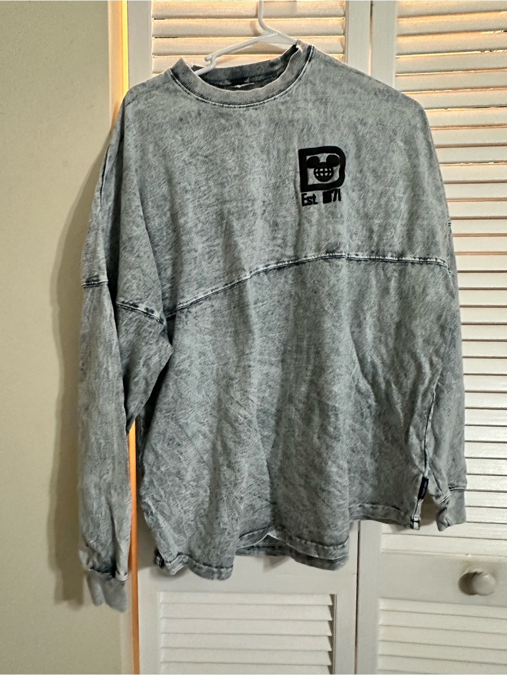 Disney Gray Acid-Wash Crewneck Sweatshirt with Logo